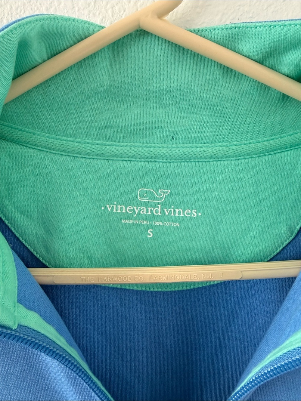 Vineyard Vines Bright Blue Half-Zip Pullover with Teal Inner Collar - Picture 3 of 8